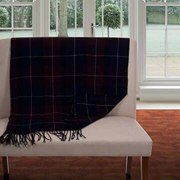 Lavish Home Throw Blanket - 50x60 Cashmere-Like Blue Plaid