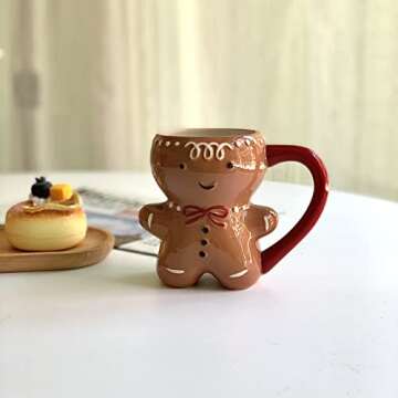 Gingerbread Man Christmas Coffee Mug Ceramic Mug with Colorful Handle Microwave Safe Cute Aesthetic Mugs for Women and Teen Girls Warm Winter Holiday Unique Christmas Gifts Home Office (Classic)