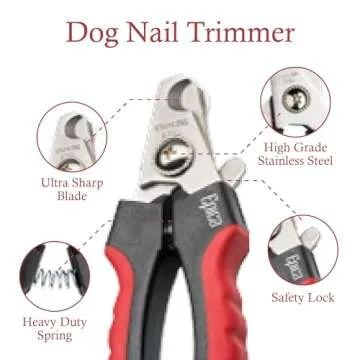 Epica Professional Dog Nail Clipper, Dog Nail Clippers for Large Dog, Easy and Safe Dog Grooming Clippers, Cat Claw Trimmer with Safety Guard (Large)