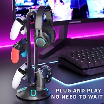 Canmarin Gaming RGB Headphone Stand with USB Ports
