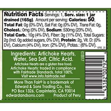 More Than Fair Whole Artichoke Hearts – Tender & Delicious, Versatile Ingredient, Grown in Peru, Paleo Friendly, Non-GMO Project Verified – 9.8 Oz