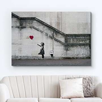 wall26 Canvas Print Wall Art Banksy There is Always Hope Girl with Balloon Graffiti & Street Art Pop...