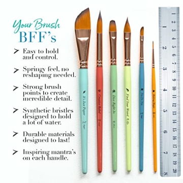 Travel Watercolor Brushes Set of 6 for Artists and Beginners