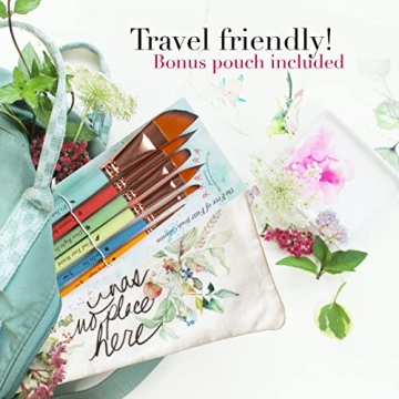 Travel Watercolor Brushes Set of 6 for Artists and Beginners