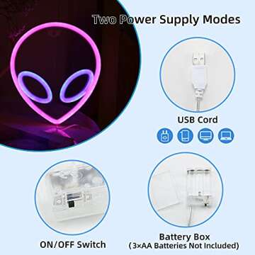 CooSilo Neon Signs - 3 Pack Rocket Alien Planet Neon Lights for Wall Decor, USB or Battery Operated LED Light Signs for Bedroom, Christmas, Wedding, Bar, Birthday Party, Living Room, Kids Room