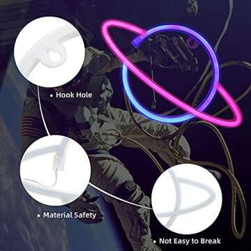 CooSilo Neon Signs - 3 Pack Rocket Alien Planet Neon Lights for Wall Decor, USB or Battery Operated LED Light Signs for Bedroom, Christmas, Wedding, Bar, Birthday Party, Living Room, Kids Room