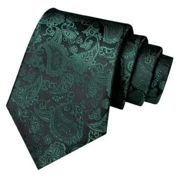 Stylish Dark Green Paisley Tie Set for Weddings and Business
