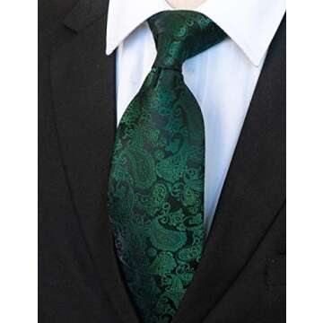 Stylish Dark Green Paisley Tie Set for Weddings and Business