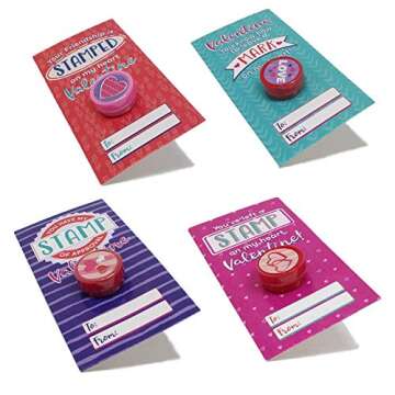 JOYIN 36 pack Valentines Day Gift Cards with Gift Valentine Stampers for Classroom Exchange Prizes Party Favor Toys