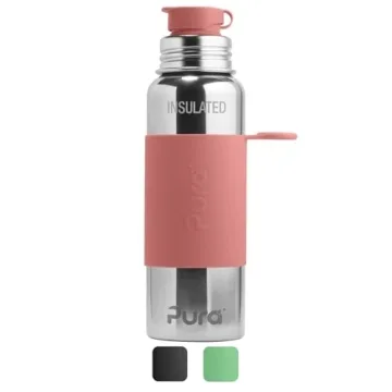 Pura Insulated Stainless Steel 22oz Sport Water Bottle | BPA Free & Plastic Free Silicone Sleeve & S...