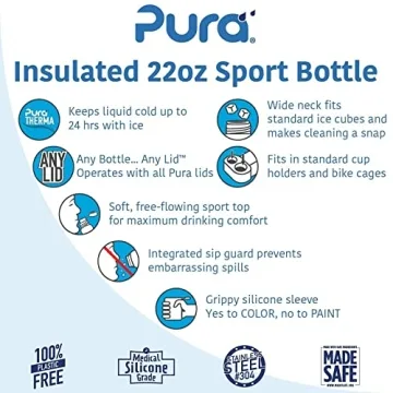 Pura 22oz Insulated Water Bottle | Eco-Friendly & BPA-Free