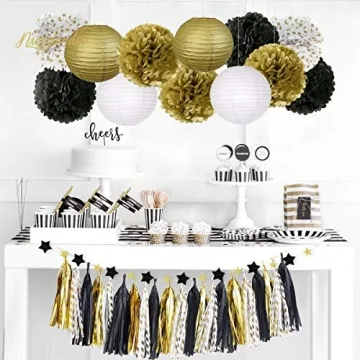 Elegantly Crafted Black Gold Party Decorations Set