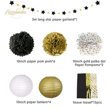 Elegantly Crafted Black Gold Party Decorations Set