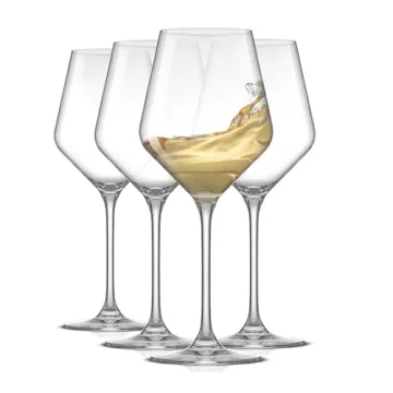 JoyJolt Layla White Wine Glasses, Set of 4 Italian Glasses, 13.5 oz Clear – Made in Europe