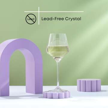 JoyJolt Layla White Wine Glasses, Set of 4 Italian Glasses, 13.5 oz Clear – Made in Europe