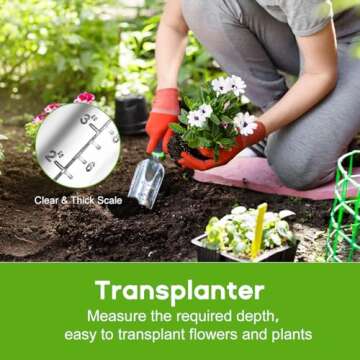 ZUZUAN Garden Tool Set, 3 Pack Aluminum Heavy Duty Gardening Kit Includes Hand Trowel, Transplant Trowel and Cultivator Hand Rake with Soft Rubberized Non-Slip Ergonomic Handle, Garden Gifts