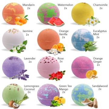 Luxurious Bath Bombs Gift Set - 24 Natural Aromatic Soaks