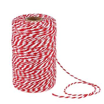 656 Feet Red and White Twine,Cotton Bakers Twine,Christmas Twine String,Holiday Gift Wrapping Twine,Cotton Cord Kitchen Twine