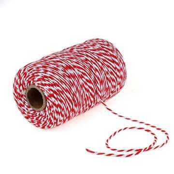 656 Feet Red and White Twine,Cotton Bakers Twine,Christmas Twine String,Holiday Gift Wrapping Twine,Cotton Cord Kitchen Twine