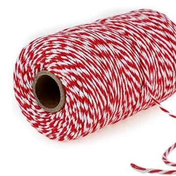 656 Feet Red and White Twine,Cotton Bakers Twine,Christmas Twine String,Holiday Gift Wrapping Twine,Cotton Cord Kitchen Twine