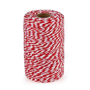 656 Feet Red and White Twine,Cotton Bakers Twine,Christmas Twine String,Holiday Gift Wrapping Twine,Cotton Cord Kitchen Twine