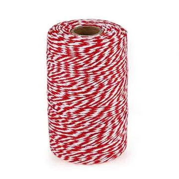 656 Feet Red and White Twine,Cotton Bakers Twine,Christmas Twine String,Holiday Gift Wrapping Twine,Cotton Cord Kitchen Twine
