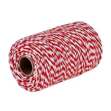 656 Feet Red and White Twine,Cotton Bakers Twine,Christmas Twine String,Holiday Gift Wrapping Twine,Cotton Cord Kitchen Twine