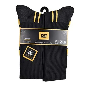 Caterpillar Men's 6-Pack Half Cushioned Crew Socks, Durable Comfort