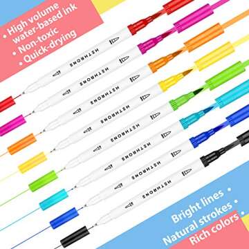 Hethrone Dual Brush Pen Art Markers, Brush Highlighter and Fine Tip Markers, Perfect for Kids Adult Drawing Manga Calligraphy Hand Lettering (36Colors)