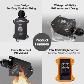 MARSTEK Heavy Duty Extension Cord Switch with Plug