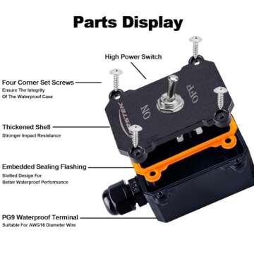 MARSTEK Heavy Duty Extension Cord Switch with Plug