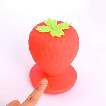 LVOERTUIG Strawberry Night Light, Cute Silicone Strawberry Lamp, LED Cute Night Light, Bedside Color Changing Lamp, 3 Modes Touch for Birthday, Christmas