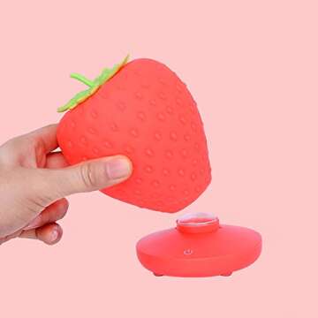 LVOERTUIG Strawberry Night Light, Cute Silicone Strawberry Lamp, LED Cute Night Light, Bedside Color Changing Lamp, 3 Modes Touch for Birthday, Christmas