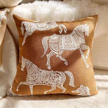 Croker Horse 20x20'' Inches Luxury Throw Pillow Cover - Modern Chenille Sofa Cushion