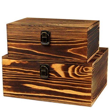 BigHala Wood Boxes Wooden Storage Box Treasure Chest Memory Hobby Preservation Rustic Decorative Arc...