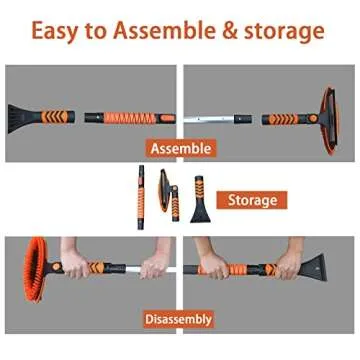 NDDI POWER Ice Scrapers for Car Windshield, 3 in 1 Snow Brush with Squeegee,43" Ice Scraper with 270° Rotating Brush Head for Car Windshields, Trucks, SUVs