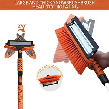 NDDI POWER Ice Scrapers for Car Windshield, 3 in 1 Snow Brush with Squeegee,43" Ice Scraper with 270° Rotating Brush Head for Car Windshields, Trucks, SUVs