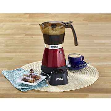 IMUSA USA Electric Espresso/Moka Maker, 3-6 Cups, 48 oz,Red