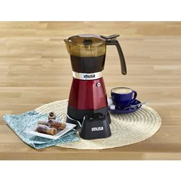 IMUSA USA Electric Espresso/Moka Maker, 3-6 Cups, 48 oz,Red