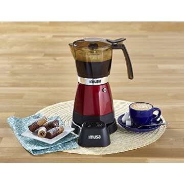 IMUSA USA Electric Espresso/Moka Maker, 3-6 Cups, 48 oz,Red