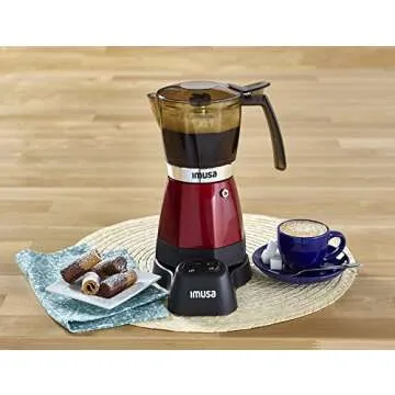IMUSA USA Electric Espresso/Moka Maker, 3-6 Cups, 48 oz,Red