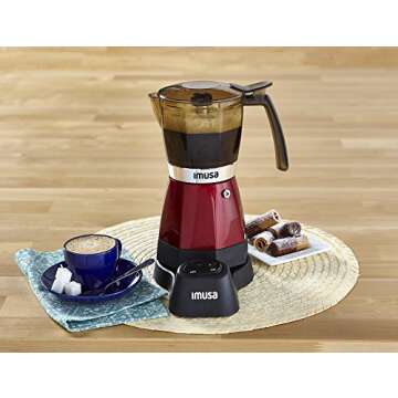 IMUSA USA Electric Espresso/Moka Maker, 3-6 Cups, 48 oz,Red