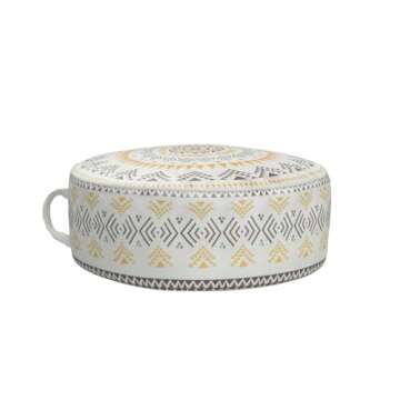 ABOUND LIFESTYLE Boho Decorative Unstuffed Pouf - Farmhouse Casual Ottoman Pouf Cover. Handwoven Foot Rest/Cushion Cover ONLY (Yellow)