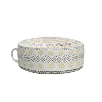 ABOUND LIFESTYLE Boho Decorative Unstuffed Pouf - Farmhouse Casual Ottoman Pouf Cover. Handwoven Foot Rest/Cushion Cover ONLY (Yellow)