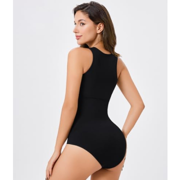 BRABIC Black Bodysuit Shapewear with Tummy Control