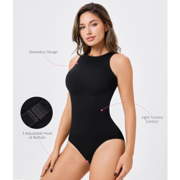 BRABIC Black Bodysuit Shapewear with Tummy Control