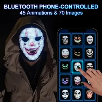 Face Transforming LED Mask - Programmable App Controlled Costume