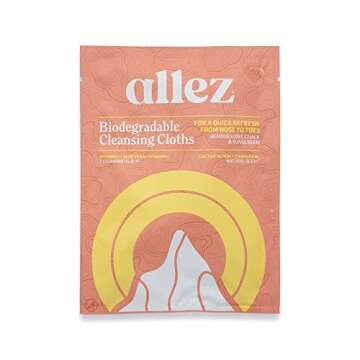 Allez Outdoor Vegan Biodegradable Cleansing Cloths, Natural Plant-Based Face & Body Wipes, PH Balanced, with Cactus Bloom/Chaparral Scent, 20 Count Towelettes, 3-Pack