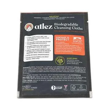 Allez Outdoor Vegan Biodegradable Cleansing Cloths, Natural Plant-Based Face & Body Wipes, PH Balanced, with Cactus Bloom/Chaparral Scent, 20 Count Towelettes, 3-Pack