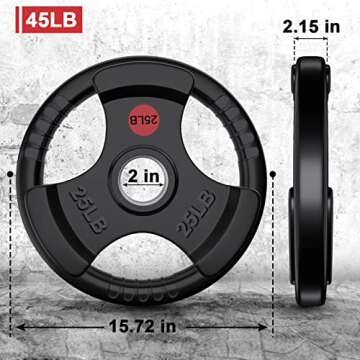 GIKPAL 45lbs Weight Plates, Olympic Weight Plate Set for Weightlifting Strength Training, Rubber Wei...